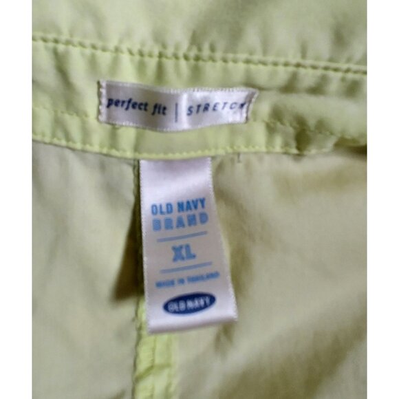 Shirt Button Up Stretch Old Navy Perfect Fit XL 3/4 Sleeves Vintage Y2K Lime - Picture 4 of 12
